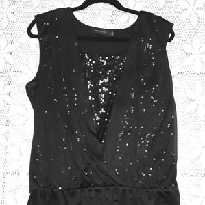 The Limited Women's Black Sheer and Sequin Blouse